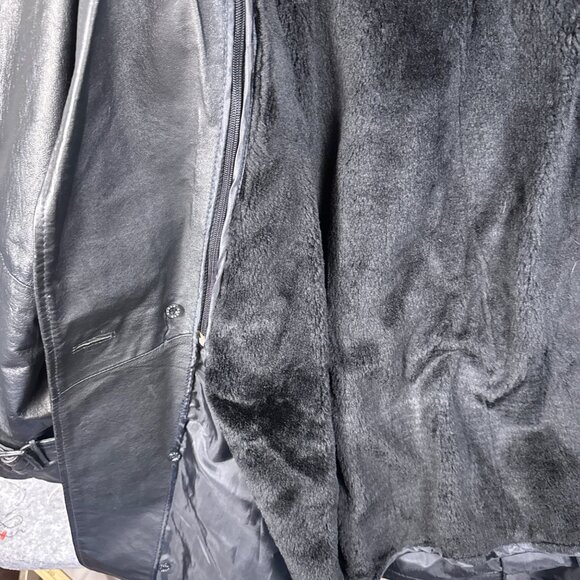 Phase 2 Coat XL Black Leather Jacket Metal Gothic Marilyn Manson Rain Trench - Picture 6 of 13